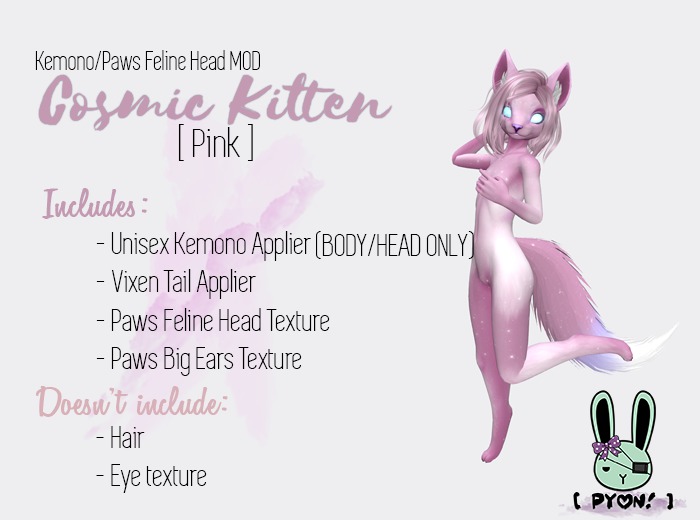 RETIRED - [ PYON! ] KEMONO COSMIC KITTEN PINK - unpack HUD
