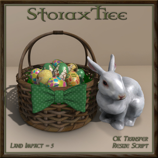 Easter Basket w Ceramic Rabbit A14