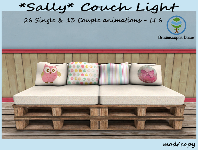 *Sally* Couch Light - Couch with pillows and 26 female & male and 13 couples ( PG ) & chat animations 
