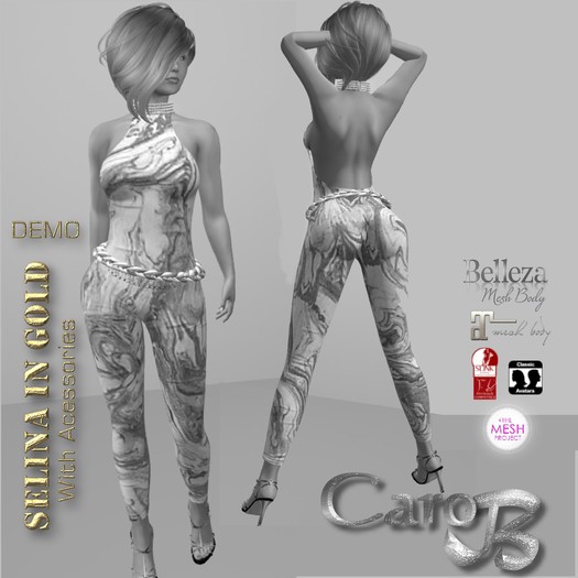 Caro-B SELINA GOLD JUMPSUIT outfit-DEMO