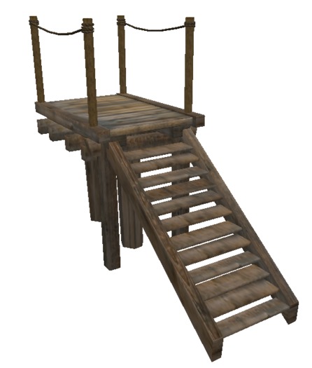 MM Wooden Stairs with Rope Rail Landing
