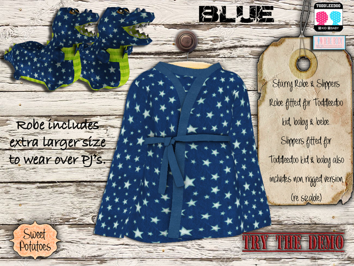 < SP > Starry Robe & Slippers for TD & BEBE - Blue