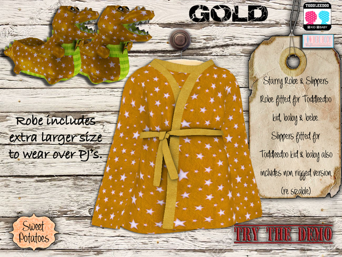 < SP > Starry Robe & Slippers for TD & BEBE - Gold
