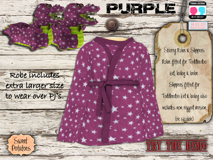 < SP > Starry Robe & Slippers for TD & BEBE - Purple