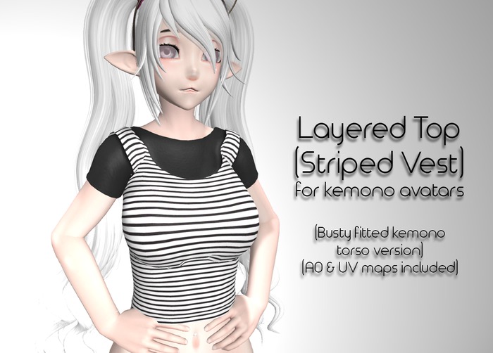 LMF Fitted Kemono Torso Layered Top (Striped Vest) (Busty)
