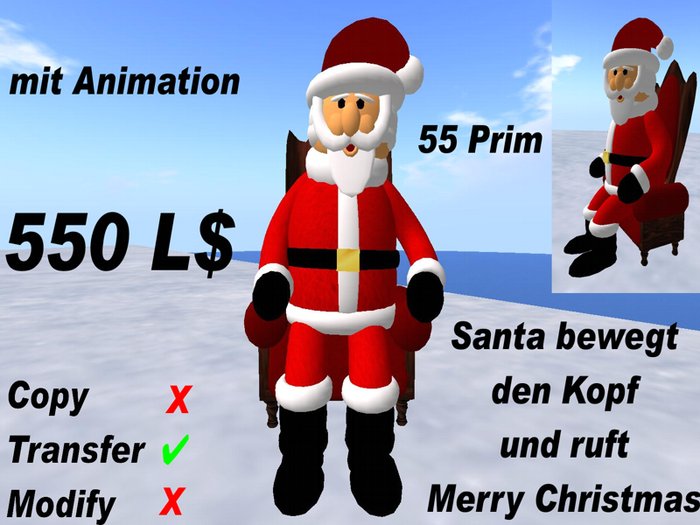 Sitzender Santa Claus 008, mit Animation