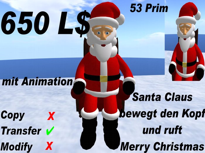 Sitzender Santa Claus 010, mit Animation