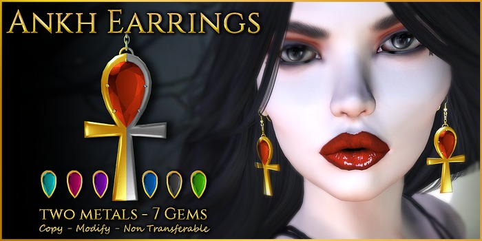 VENGE -  Original Mesh - Ankh Earrings  (WEAR ME)