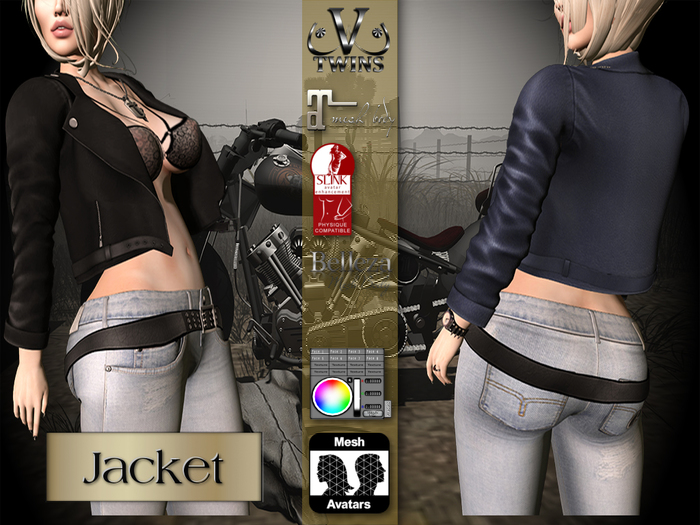 V-Twins Biker Clothes - Individual Items Mesh Jacket - Xanadu Collection (Slink Belleza & Maitreya)