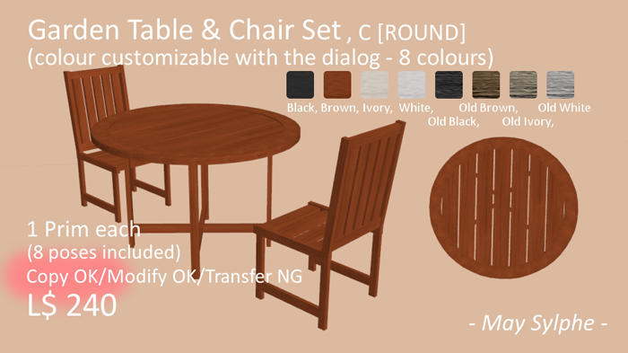 - May Sylphe - Garden Table & Chair Set C/ROUND 