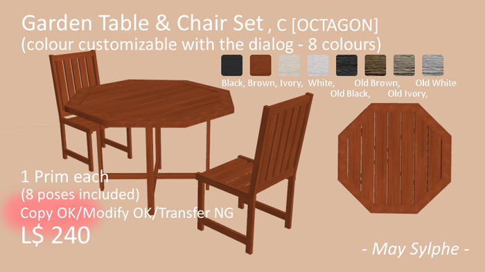 - May Sylphe - Garden Table & Chair Set C/OCTAGON