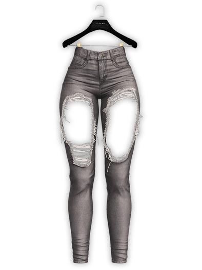 .:vilena:. - Ripped Front Jeans - Gray