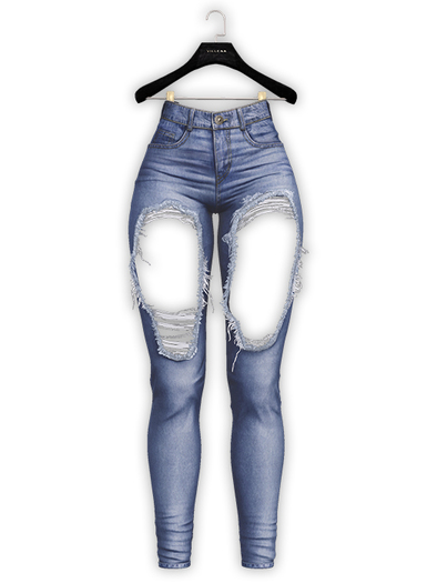 .:vilena:. - Ripped Front Jeans - Blue
