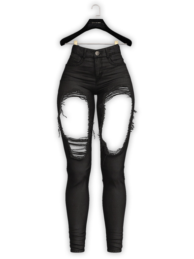 .:vilena:. - Ripped Front Jeans - Black
