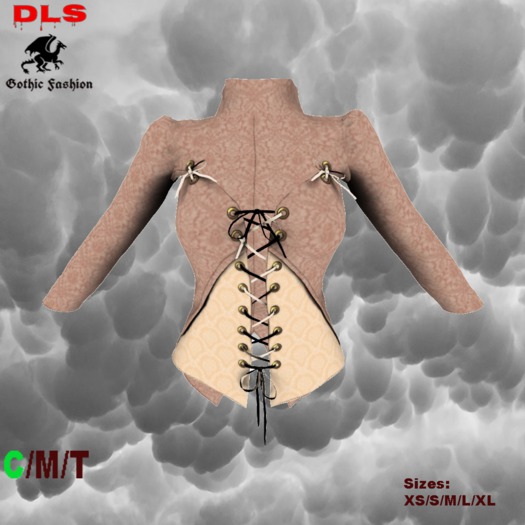 Steampunk corset jacket with tail antique brokat rose