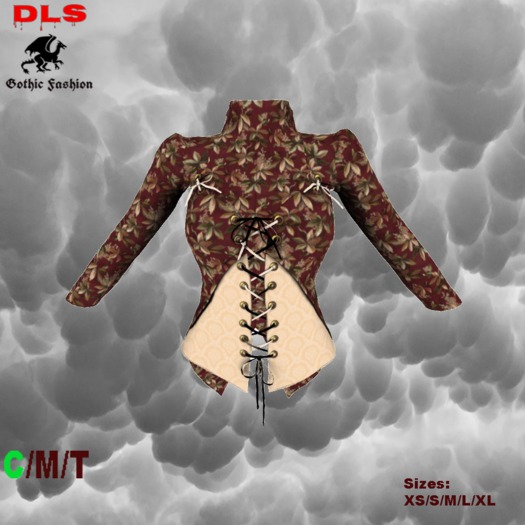 Steampunk corset jacket with tail antique red