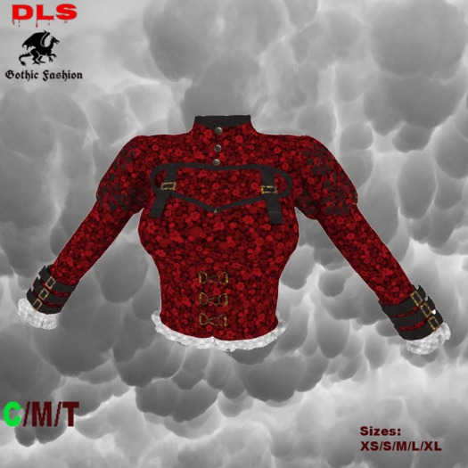 Steampunk jacket fleur red boxed