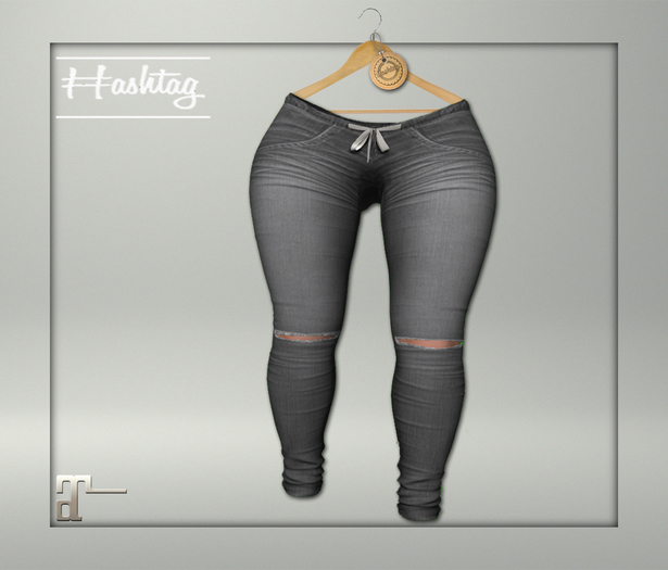 HashTag - Faux Denim Draw String Jegging -Grey  (BOX) ADD ME