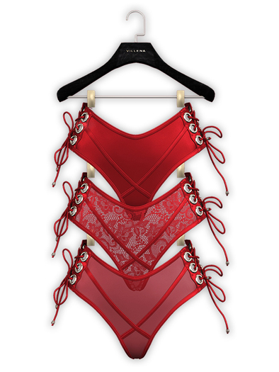 .:villena:. - Laced Up Undies - Red