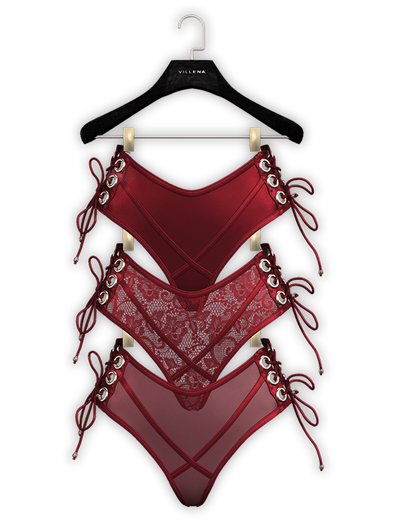 .:villena:. - Laced Up Undies - Oxblood