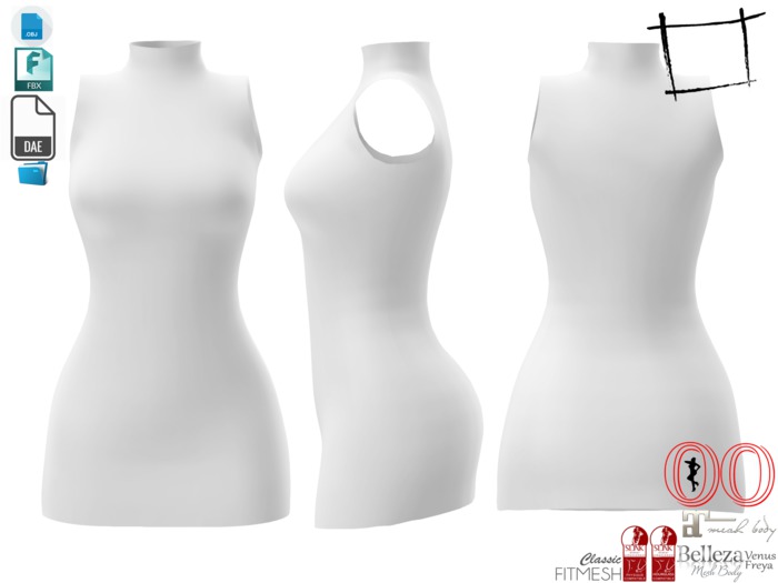 Dae Obj FBX High Nick Sleeveless Mini Dress Maitreya, Ocacin Standard, Slink, Belleza