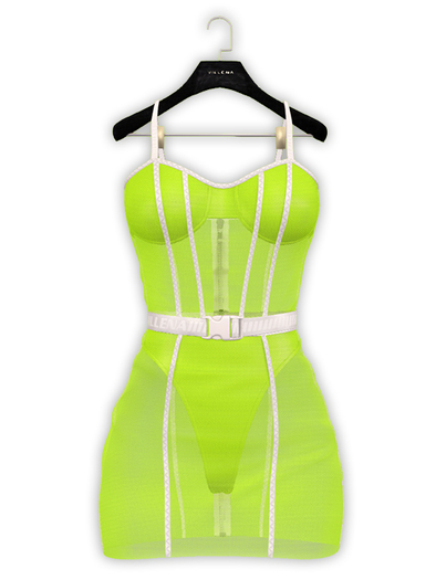 .:villena:. - Strap Buckle Dress - Lime