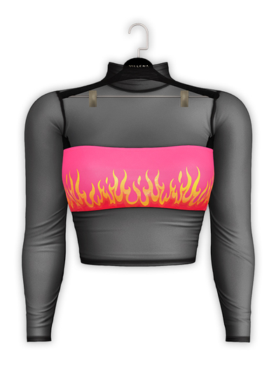 .:villena:. - Sheer Tube Top - Pink/Fuego