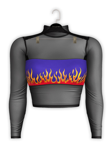 .:villena:. - Sheer Tube Top - Blue/Fuego