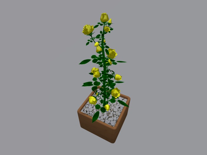 Mesh Yellow Rose (3D flowers)(2 version,2li,2prim)