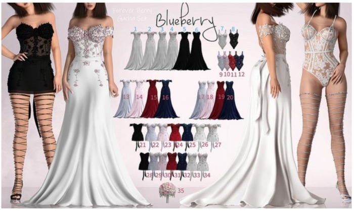 #27 Blueberry -ForeverBerry-Short-Straps- White/Mixed - M