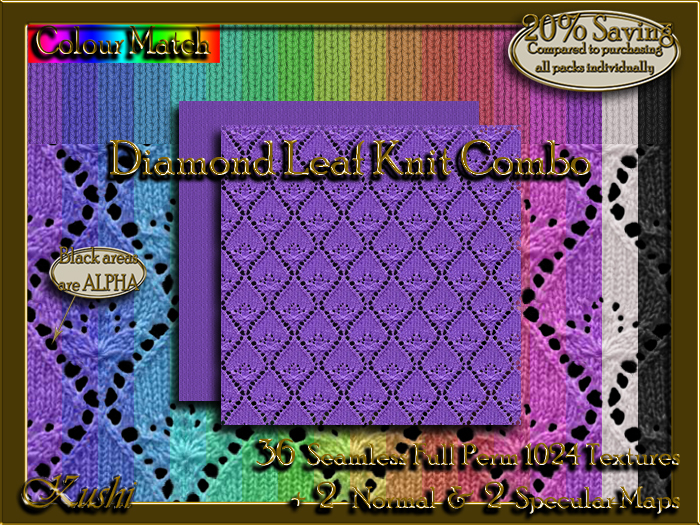 !Kushi! DiamondLeafKnitCOMBO  Textures -WEAR TO UNPACK