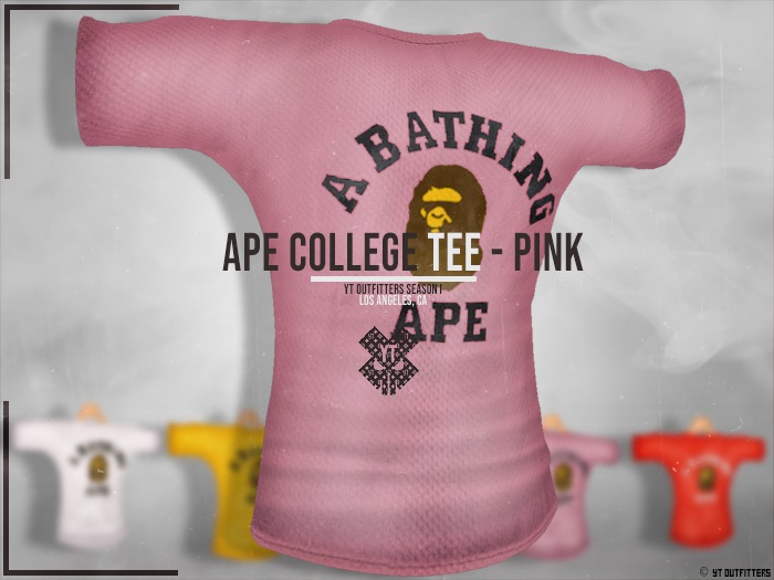 YT - APE COLLEGE TEE - PINK (SIGNATURE)