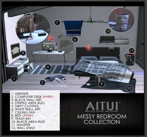 AITUI - Messy Bedroom - Computer Desk RARE