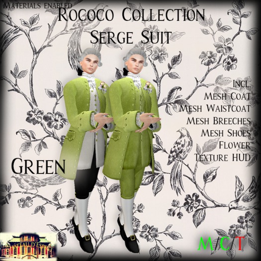 ~CdE~ Rococo Serge GREEN Mesh Suit