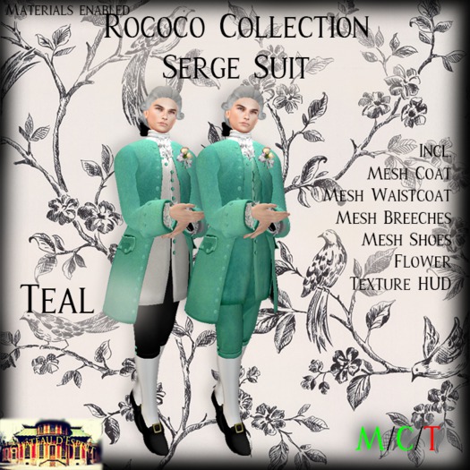 ~CdE~ Rococo Serge TEAL Mesh Suit