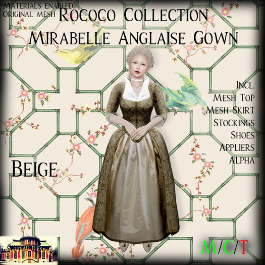 ~CdE~ Rococo Mirabelle BEIGE Anglaise Gown