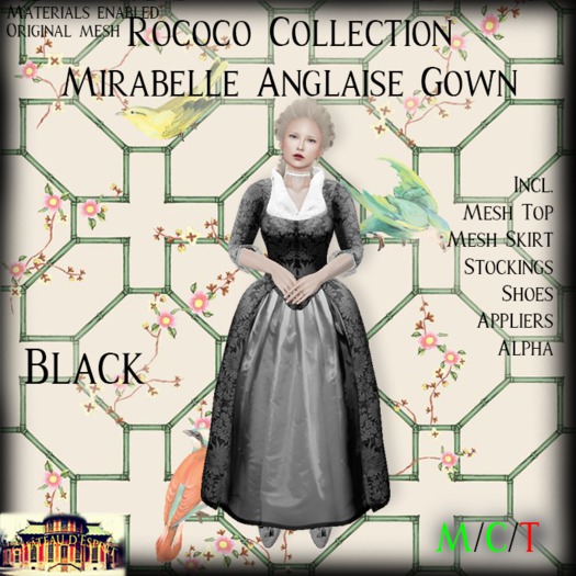 ~CdE~ Rococo Mirabelle BLACK Anglaise Gown