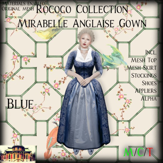 ~CdE~ Rococo Mirabelle BLUE Anglaise Gown