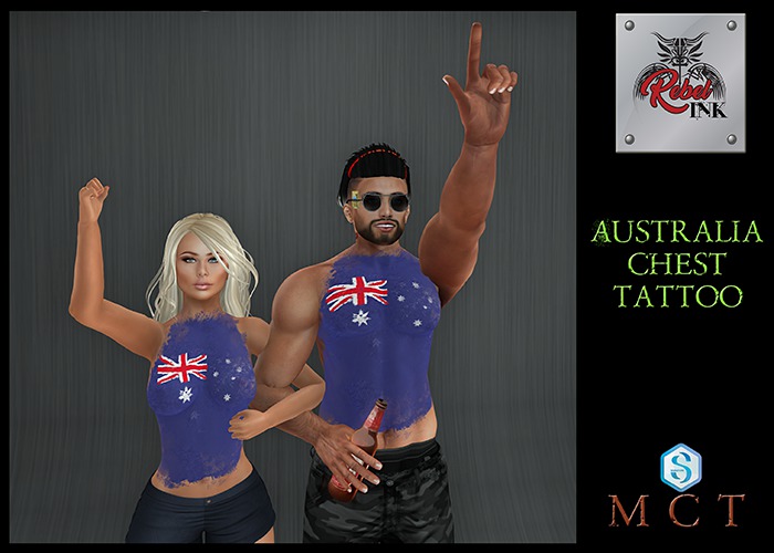 Rebel Ink Signature Applier Hud - Australia Chest Tattoo