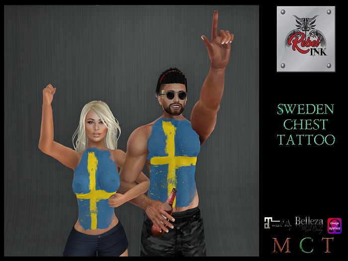 Rebel Ink - Sweden Chest Tattoo - Women