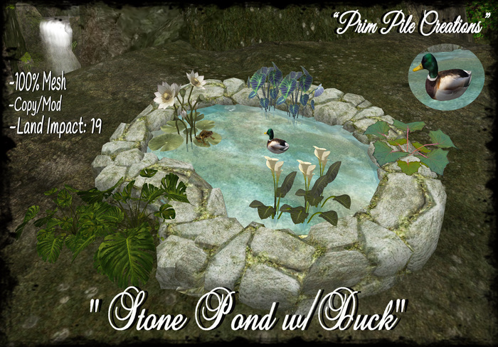 ~PPC~ Stone Pond w/Duck BOXED