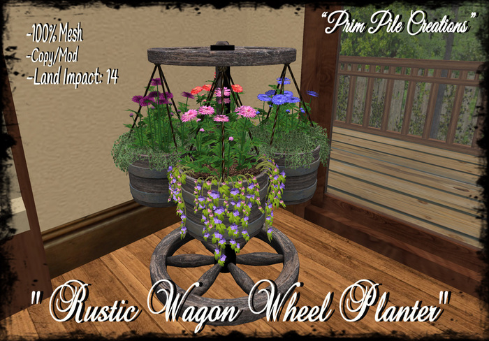 ~PPC~ Rustic Wagon Wheel Planter  