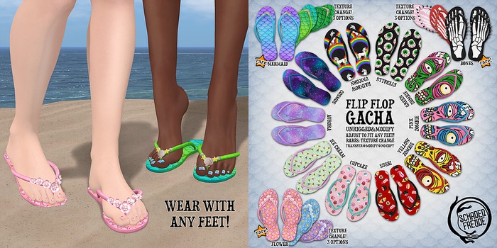 Schadenfreude Mermaid Flip Flops RARE'