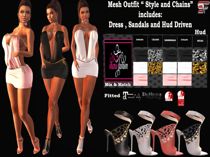Mesh Outfit STYLE AND CHAINS_ Dress and Sandals _ Hud Driven DEMO
