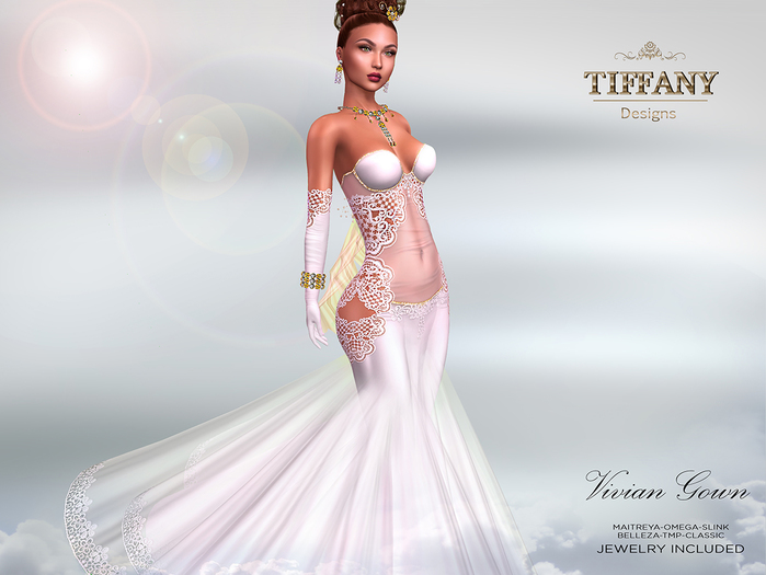 ::TD:: Vivian Gown with Appliers ~ Silver