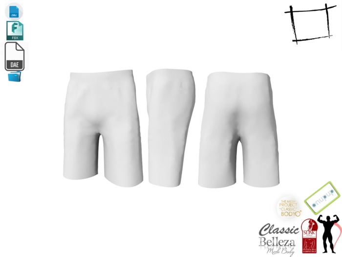 Dae Obj FBX Men's Shorts - Adin, Onupup, Slink Male, Belleza Jack, TMP Male and Classic Avatars