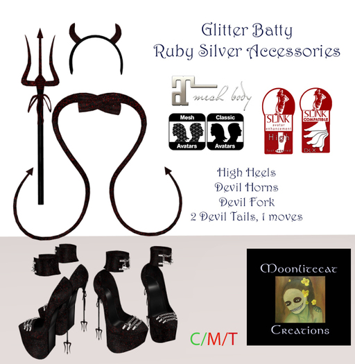 Moonlitecat Creations Glitter Batty Ruby Silver Accessories Box