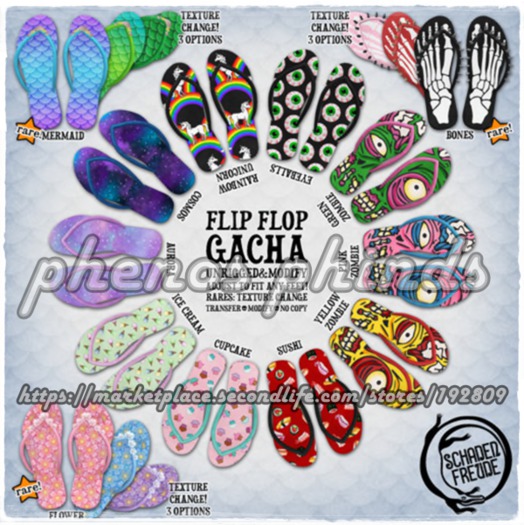 Schadenfreude Yellow Zombie Flip Flops