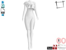 Dae Obj FBX Ruffled Neck Line One Shoulder Front Slit Dress Maitreya, Ocacin Standard, Slink, Belleza