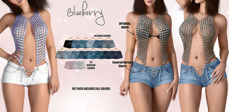 Second Life Marketplace - Blueberry - Helena - Front Tied Shorts